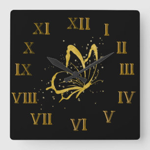 Butterfly sparkle design roman numeral wall clock