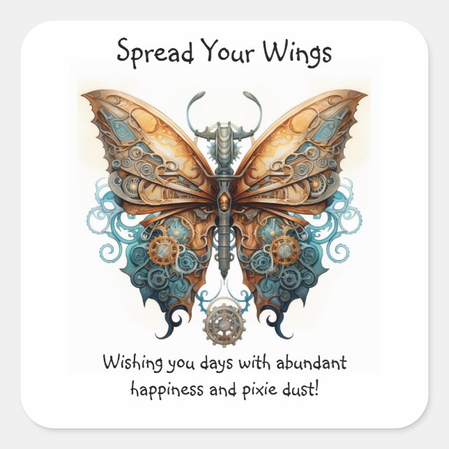 Butterfly Spread your wings good luck Square Sticker (Front)