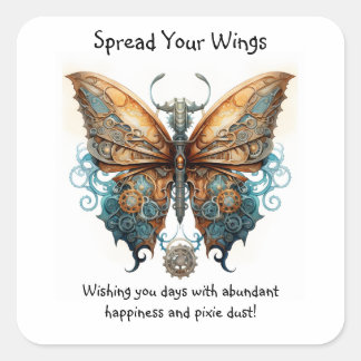 Butterfly Spread your wings good luck Square Sticker