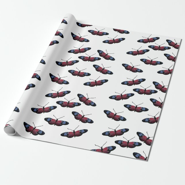 Butterfly Spring Art Wrapping Paper (Unrolled)