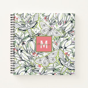 Butterfly Spring Floral Monogram Notebook