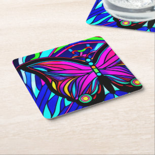 Butterfly Square Paper Coaster