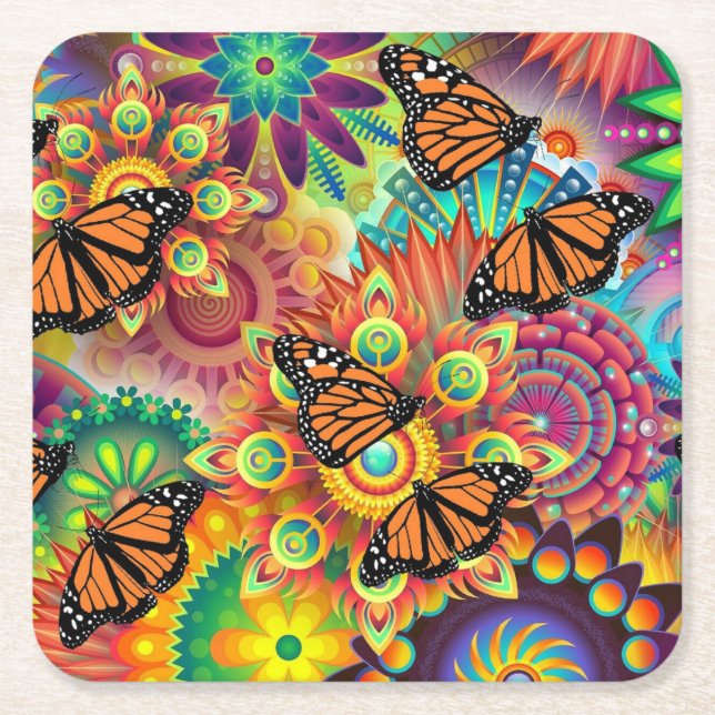 Butterfly Square Paper Coaster (Front)