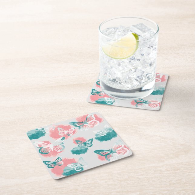 Butterfly Square Paper Coaster (Insitu)