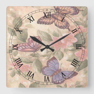 Butterfly Square Roman Numerals Clock