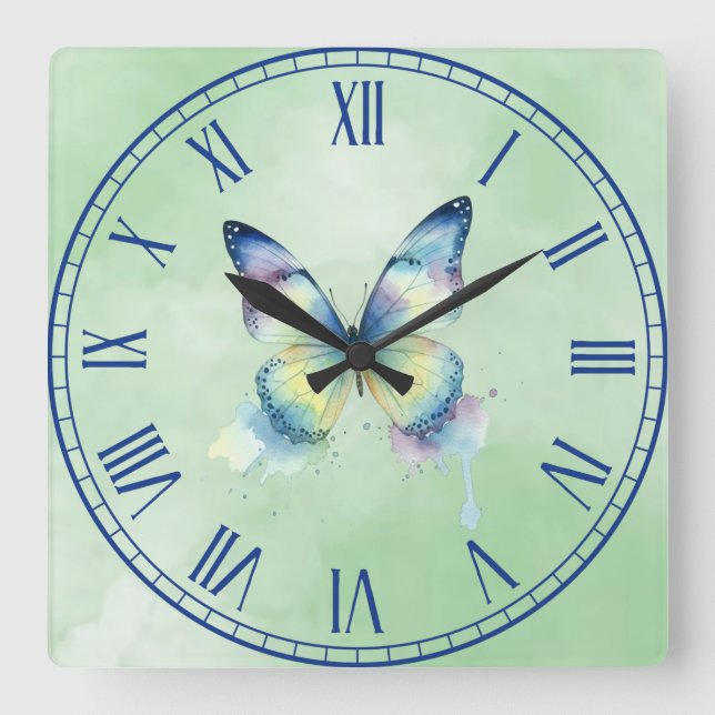 Butterfly Square Wall Clock (Front)