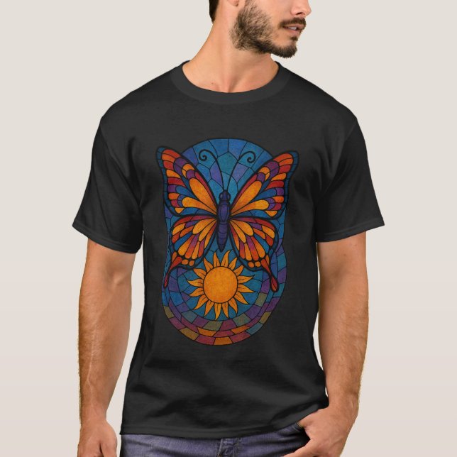 Butterfly Stained Glass Look Unisex T-Shirt (Front)