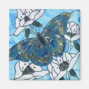 Butterfly stained glass magnet