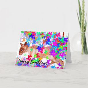 butterfly stalking cat birthday card