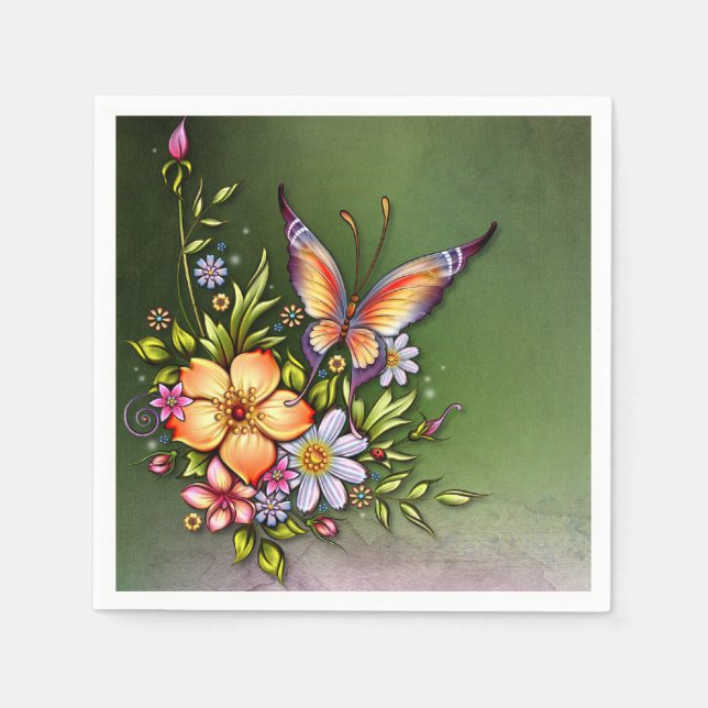 Butterfly Standard Cocktail Napkins (Front)