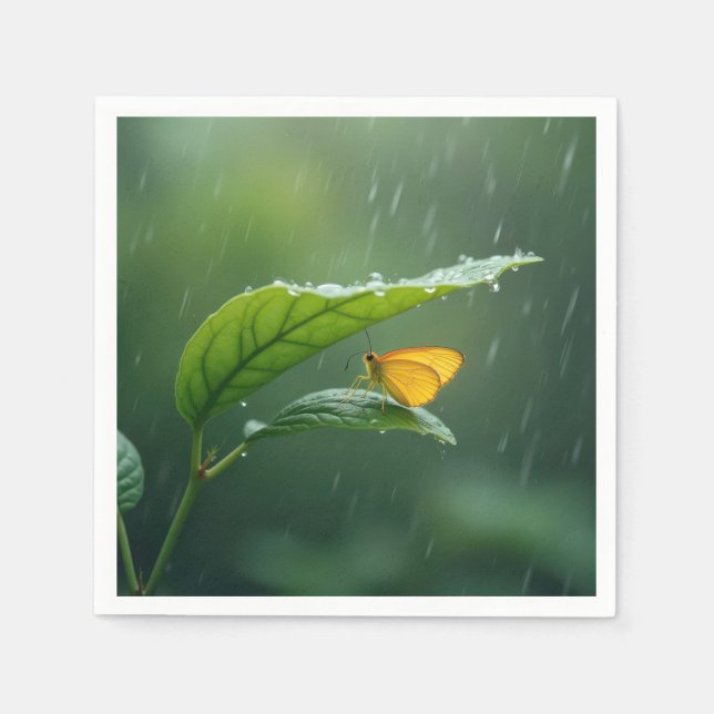 Butterfly Staying Dry Under a Leaf Napkin (Front)