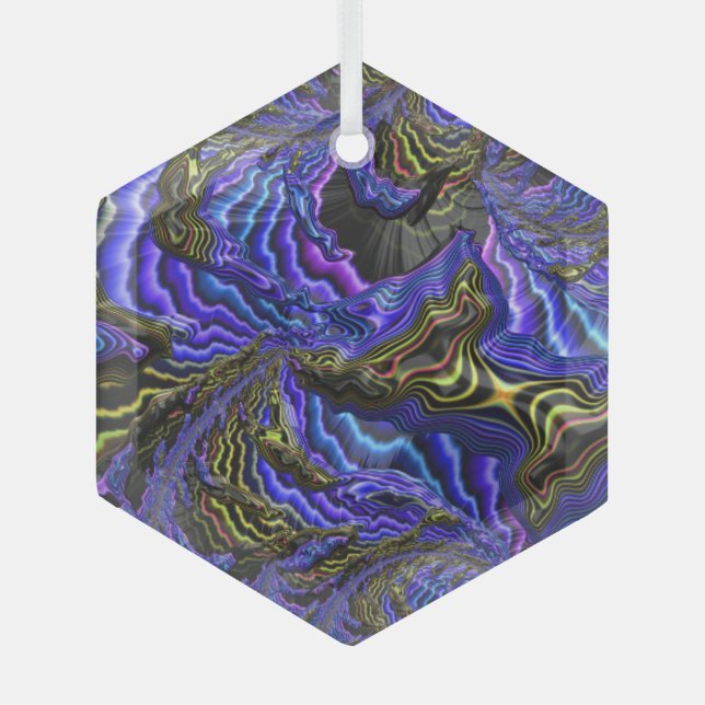 Butterfly Stew Colourful Fractal Landscape Abstrac Glass Tree Decoration (Front)