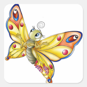 Butterfly Sticker/Cute Cartoon Butterfly Square Sticker