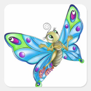 Butterfly Sticker/Cute Cartoon Butterfly Square Sticker