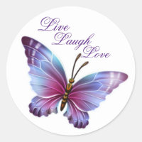 Butterfly Sticker/Purple "Live Laugh Love"