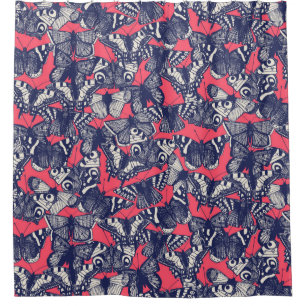 butterfly strawberry pink shower curtain