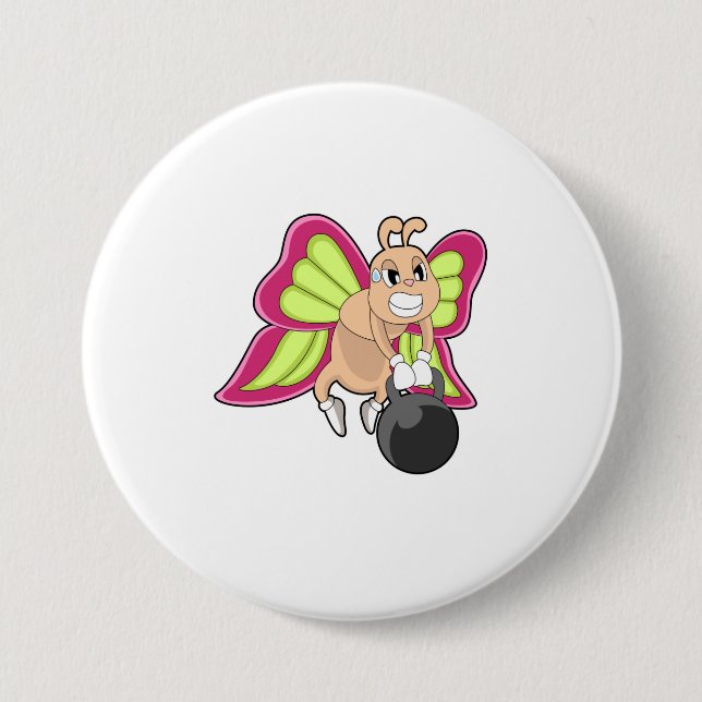 Butterfly Strength training Dumbbell 7.5 Cm Round Badge (Front)