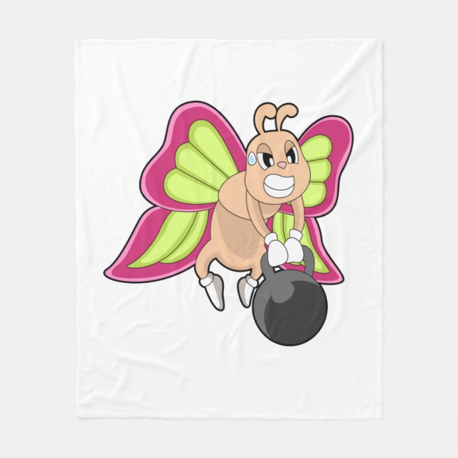 Butterfly Strength training Dumbbell Fleece Blanket (Front)
