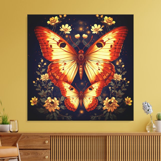 Butterfly Stretched Canvas Wall Art – home decor (Insitu(LivingRoom))