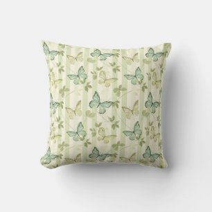 Butterfly Stripes Green Home Decor Cushion