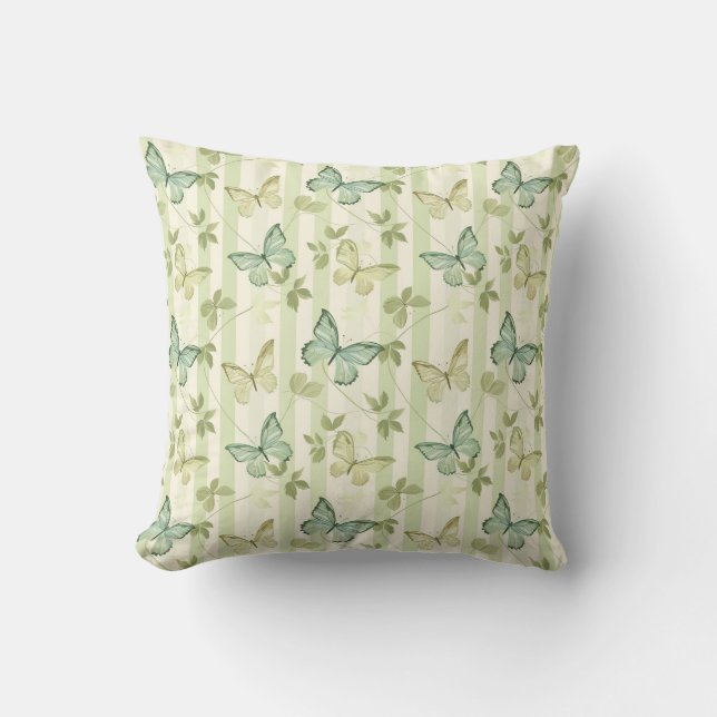 Butterfly Stripes Green Home Decor  Cushion (Front)
