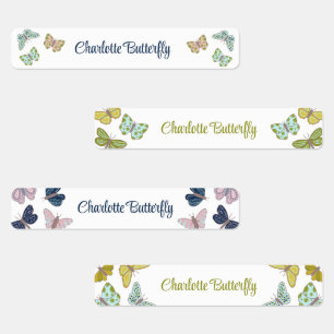 Butterfly Summer Pink Blue Yellow Labels