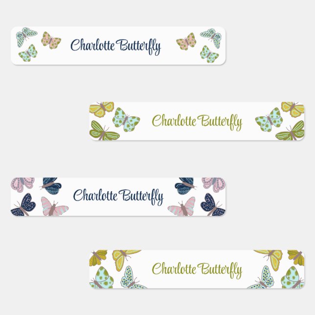 Butterfly  Summer Pink Blue Yellow Labels (Group)