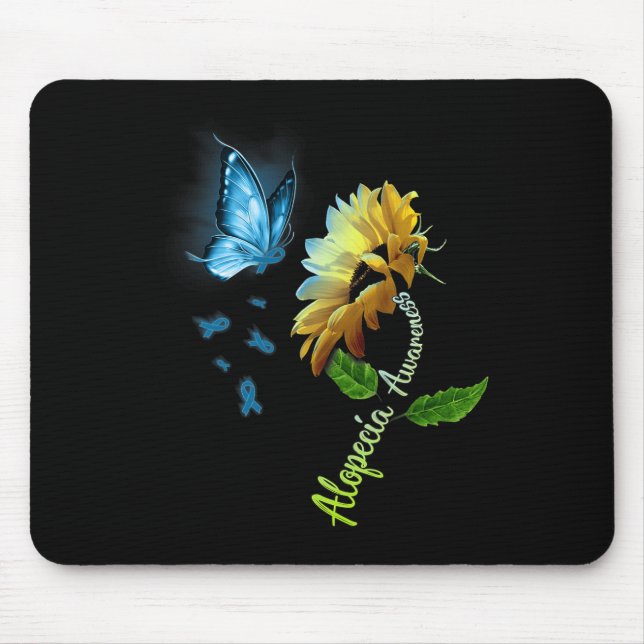Butterfly Sunflower Alopecia Awareness 1 Mouse Mat (Front)