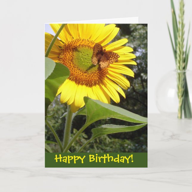Butterfly Sunflower Birthday Card (Front)