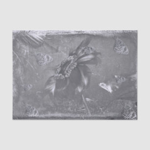 Butterfly Sunflower Black White Vintage Negative Tissue Paper
