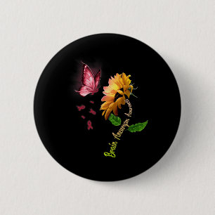 Butterfly Sunflower Brain Aneurysm Awareness 1 6 Cm Round Badge