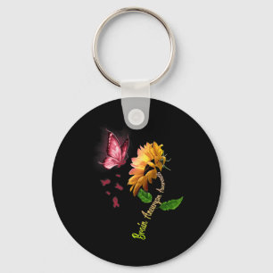 Butterfly Sunflower Brain Aneurysm Awareness 1  Key Ring