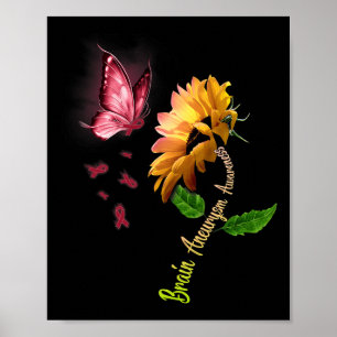 Butterfly Sunflower Brain Aneurysm Awareness 1 Poster
