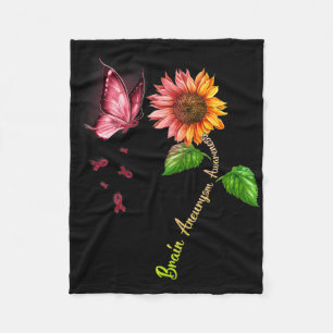 Butterfly Sunflower Brain Aneurysm Awareness Fleece Blanket