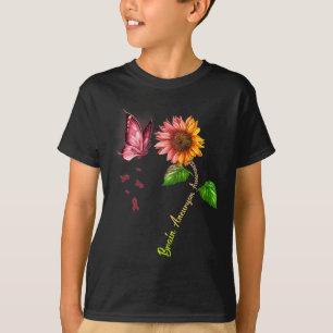 Butterfly Sunflower Brain Aneurysm Awareness T-Shirt