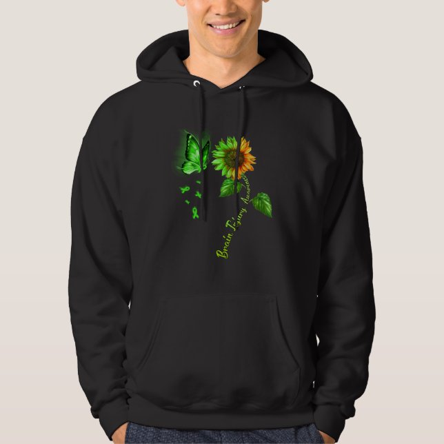 Butterfly Sunflower Brain Injury Awareness Hoodie (Front)