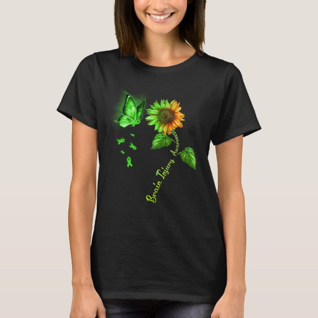 Butterfly Sunflower Brain Injury Awareness T-Shirt (Front)