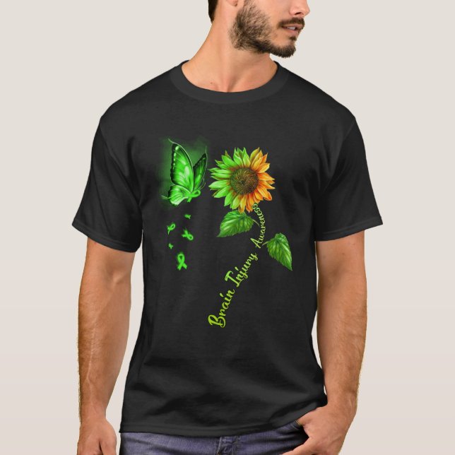 Butterfly Sunflower Brain Injury Awareness T-Shirt (Front)