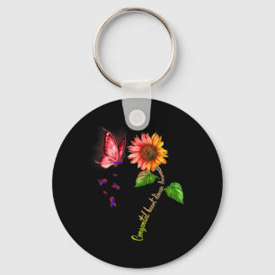Butterfly Sunflower Congenital Heart Disease Aware Key Ring