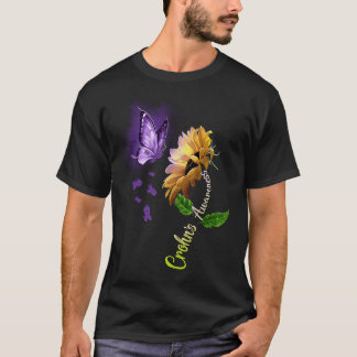 Butterfly Sunflower Crohn's Awareness T-Shirt