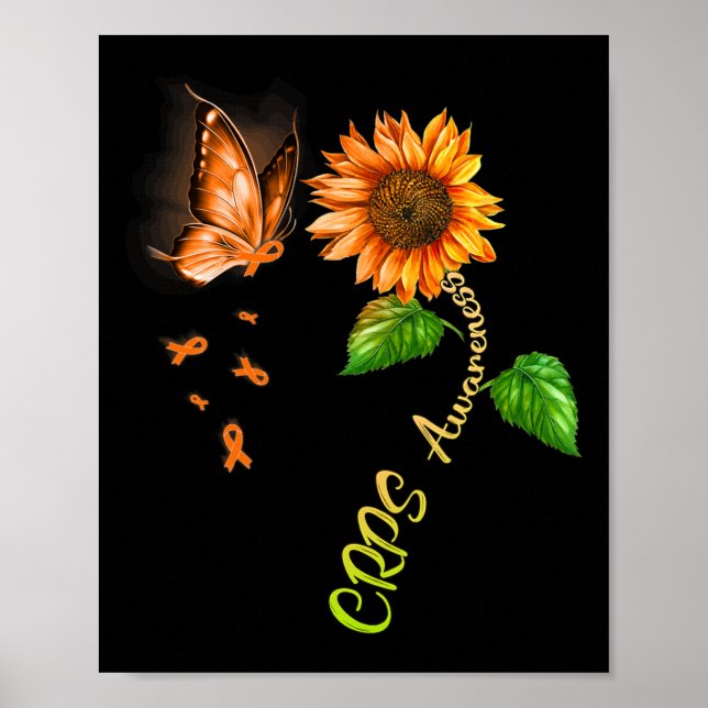 Butterfly Sunflower Crps Awareness 1  Poster (Front)