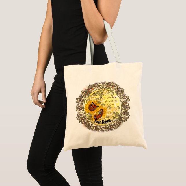 Butterfly Sunflower custom Mum Tote Bag (Front (Product))