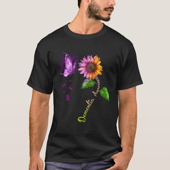 Butterfly Sunflower Dementia Awareness T-Shirt (Front)