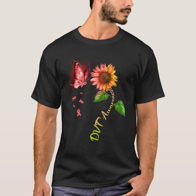 Butterfly Sunflower DVT Awareness T-Shirt (Front)