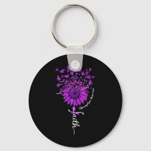 Butterfly Sunflower Fibromyalgia Awareness 1 Key Ring