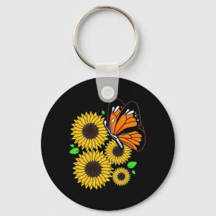 Butterfly Sunflower Garden Key Ring