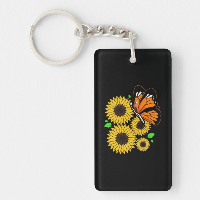 Butterfly Sunflower Garden Key Ring (Front)