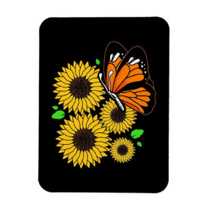 Butterfly Sunflower Garden Magnet