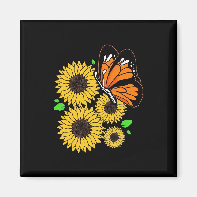 Butterfly Sunflower Garden Magnet (Front)