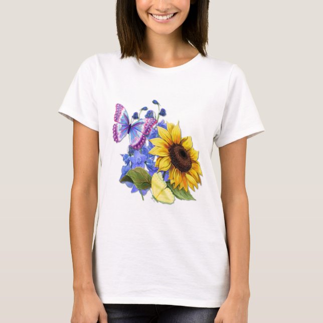 Butterfly Sunflower Garden T-Shirt (Front)
